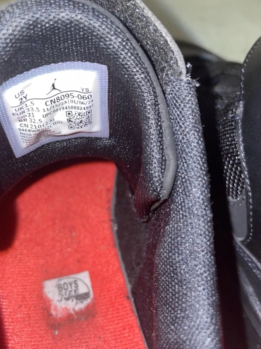 Jordan Kids Black and Red Sneakers